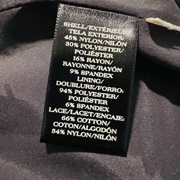 Ann Taylor Charcoal Gray & Black Single Button Lace Sleeve Fitted Blazer - Sz 4 - Picture 8 of 8